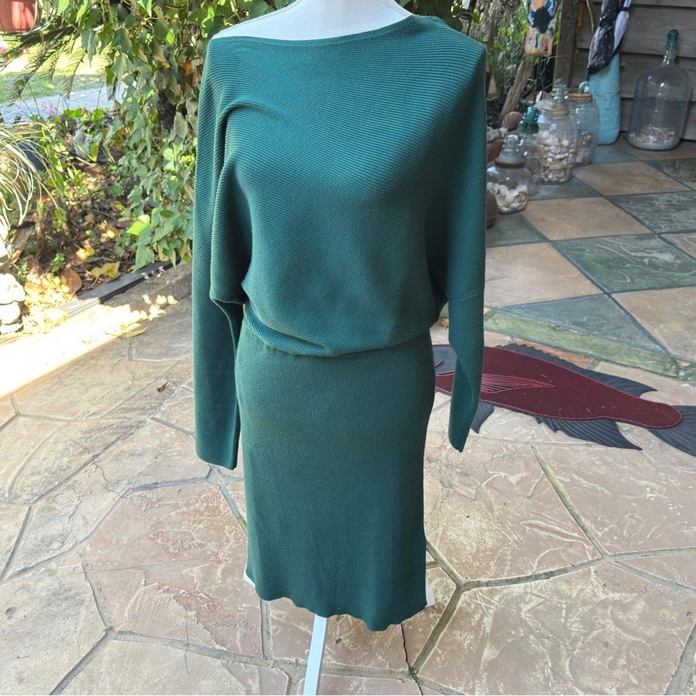 Banana Republic Dark Emerald Green Long Sleeve Knit Dress